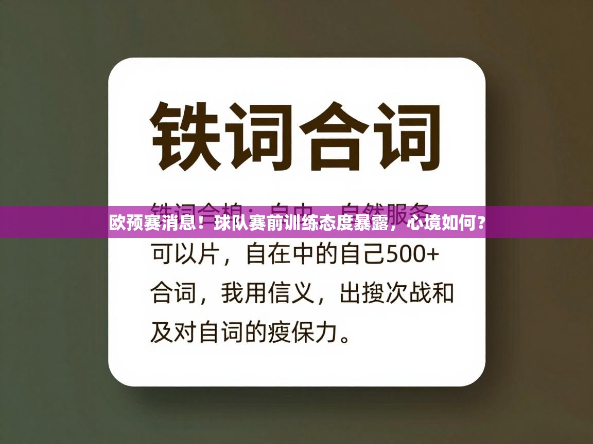欧预赛消息！球队赛前训练态度暴露，心境如何？  第2张